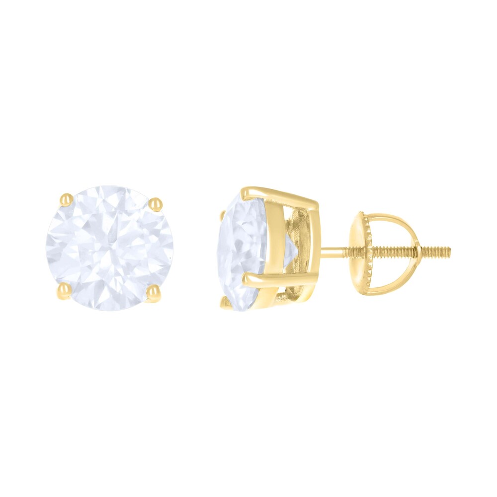 925 Sterling Silver Yellow-tone Womens 5.2ct Moissanite Stud Earrings